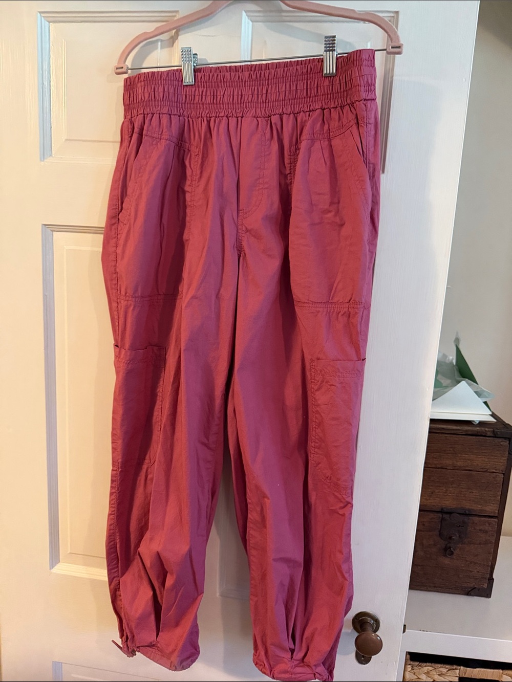 Democracy Rose Pink Elastic-Waist Cargo Joggers